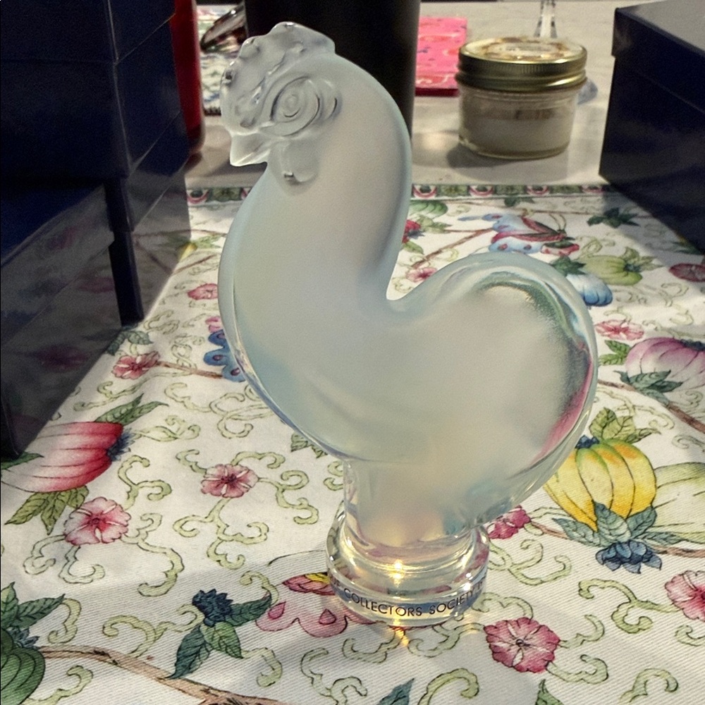 Lalique Frosted Glass Rooster Figurine